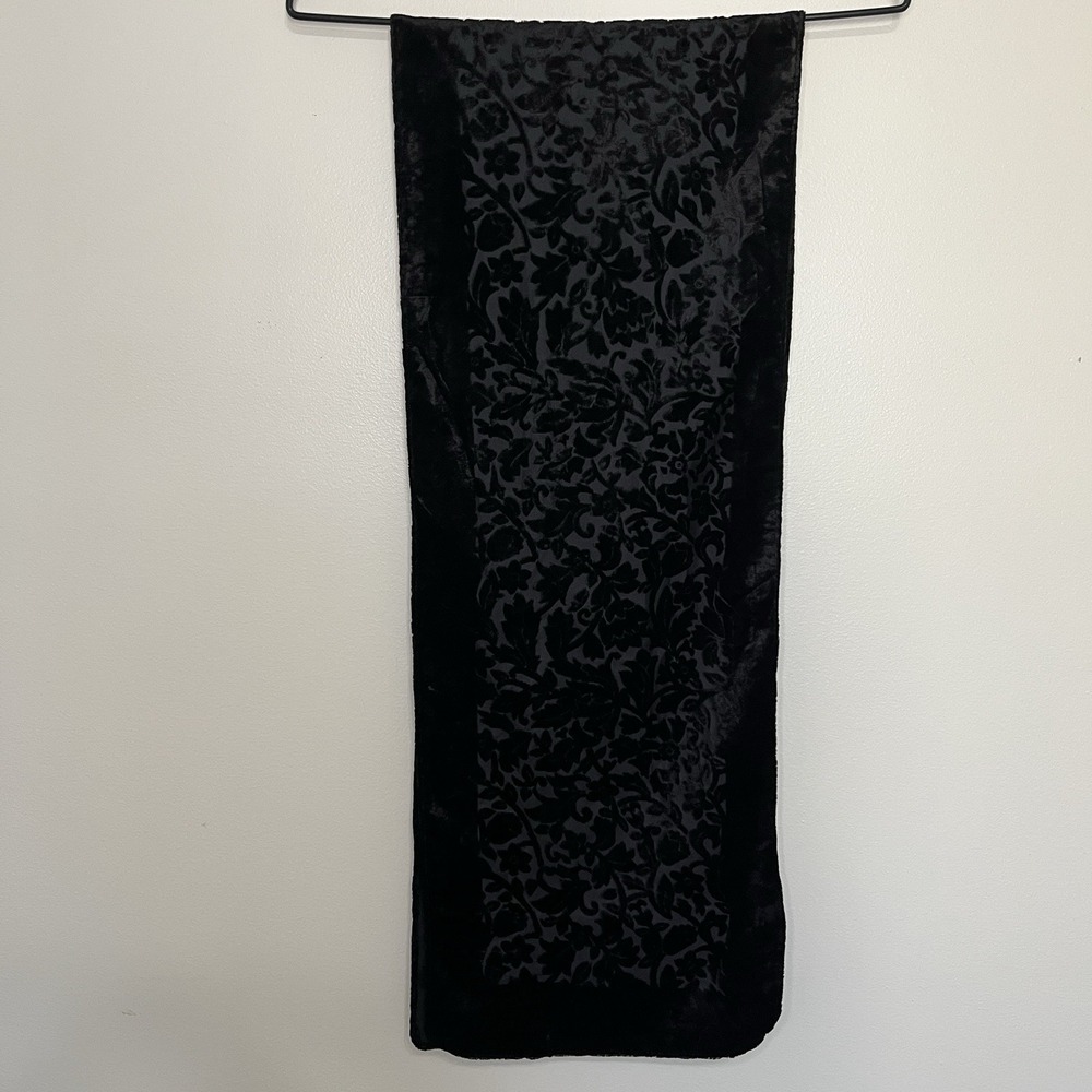 Floral Burn Out Velvet Scarf 11X60 Witchy Whimsigoth Victorian - Picture 2 of 5